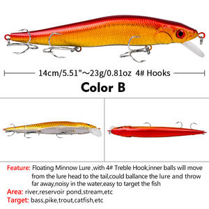 Nuevo Pro <span class=keywords><strong>Beros</strong></span> 14cm/23G cebo duro biónico cebo de plástico Artificial para pesca de fondo de carpa y Lucio al por mayor DMH002 - Product Image 6