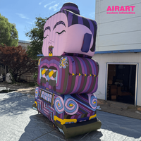 Statue de Bouddha gonflable géante personnalisée de 4 m, motif ethnique violet, figurine de méditation pour la décoration d'événements et de festivals
