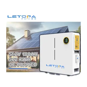 LETOPA IP65 UL Aprobado Ciclo profundo Tesla 5kWh Montado en la pared 48V 100ah Powerwall Batería para el hogar Almacenamiento de energía solar Batería de litio