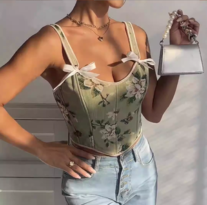 Corsé con <span class=keywords><strong>Tirantes</strong></span> y Estampado Floral, Lencería Sexy, Top Ajustado con <span class=keywords><strong>Tirantes</strong></span>, Sujetador para Mujer, Corsé con Varillas, Top Ajustado - Product Image 4