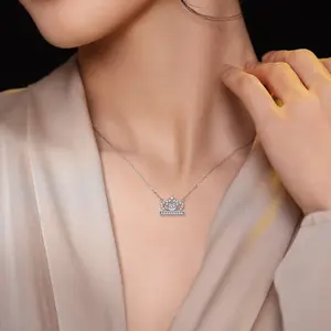 Bijoux fins 925 colliers en argent sterling luxe femmes cz moissanite colliers coeur collier