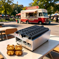 Gaufrier Électrique Commercial en Forme d'Ours Grande Capacité 20 Grilles Antiadhésif Arrêt Automatique – Idéal pour la Vente Ambulante à Fort Volume