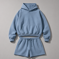 Offre Spéciale – Ensemble Homme Imprimé Coupe-Vent Décontracté en Polaire avec Cordon de Serrage, Coupe Ample et Carrée, en Coton et Polyester, 500G – Sweat à Capuche et Short Oversize