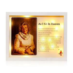 Memorial Picture Frame Simpatia Presentes para perda de um amado Led Frame Display para Avó Photo Frame com Led Light