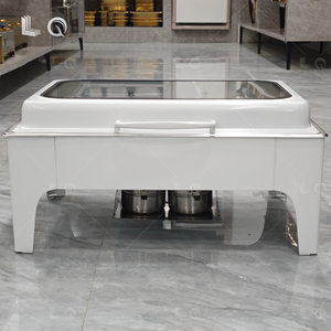 Réchaud rectangulaire en acier inoxydable 9L LQ Brand blanc pour buffet de mariage et événements, service de restauration - Product Image 1