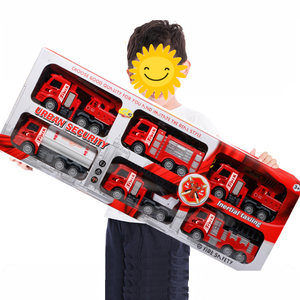 Article cadeau Grande boîte Jouets à friction Véhicule Camion de pompier à inertie 6 PCS Jouets à friction pour garçons Voitures et camions - Product Image 1