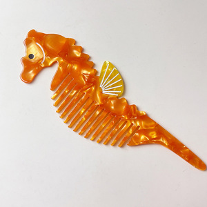 HONEY Nouveau peigne hippocampe de baleine de dessin animé avec peigne à cheveux d'acide acétique à dents larges de conception animale mignonne - Product Image 6