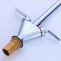 Robinet de cuisine en laiton chromé à un seul trou et double poignée, design minimaliste contemporain, avec cartouche céramique, pour usage hôtelier