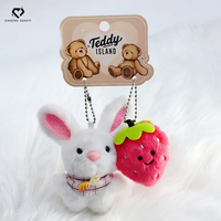Peluche mignonne IP au design attrayant, ours en peluche, lapin, ou pendentif fruit, avec nœud papillon à carreaux, cadeau