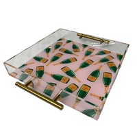 Support à Boissons en Acrylique Écologique OEM/ODM pour Fêtes, Bars et Restaurants – Plateau Transparent Gravé au Laser pour Fêtes