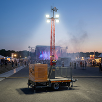 Tour d'éclairage mobile télescopique de 30 m, alimentée au diesel, avec projecteur LED monté sur remorque, pour situations d'urgence