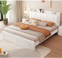 Nordisches Holz-Queensize-Bettgestell Schlafzimmermöbel Kingsize-Bett Komfortables Hochwertiges Doppelbett