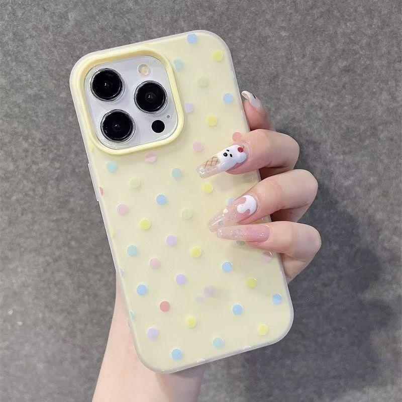 [Yellow Polka Dots All Over] 2-in-1 Jelly Case