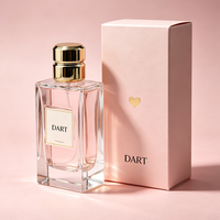 Flacon de parfum rectangulaire en verre transparent de luxe avec bouchon doré, atomiseur de parfum vide, étiquette personnalisée pour l'emballage de parfums cosmétiques