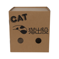 Vente en gros et personnalisable : Villa pour chat de luxe léger à 2 niveaux en forme de losange, en carton ondulé facile à démonter, impression de logo de marque disponible