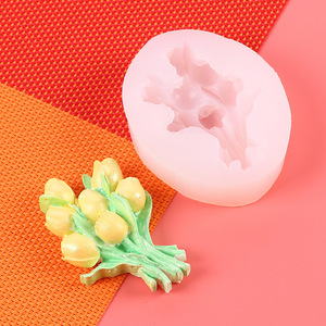 Baru DIY 3D buket Tulip cetakan silikon buket lilin aromaterapi cetakan Gel tetes gipsum - Product Image 3