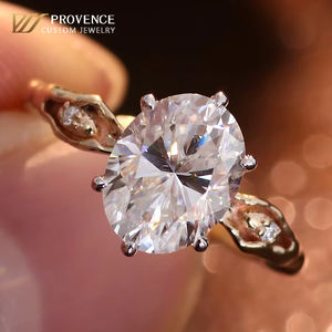 Anelli Vintage Certificati di Design con Incastonatura a Castone in <span class=keywords><strong>Moissanite</strong></span>, Oro Giallo Massiccio 18k, Regalo per Matrimonio, Fidanzamento, San Valentino per Donne - Product Image 1