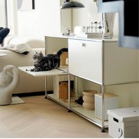 Mueble de TV Modular Moderno de Acero al Carbono, Mueble de Salón con Estantes Ajustables, Ahorro de Espacio, Aparador de Almacenamiento de Metal Resistente