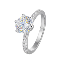 Bague YILUN en argent sterling 925 avec zircon cubique pavé, sertie sur le côté, six griffes, solitaire rond en CZ, pour mariage et fiançailles