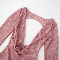 Robe de plage sexy pour femme Robe en dentelle à manches longues Robe de couverture deux pièces avec soutien-gorge