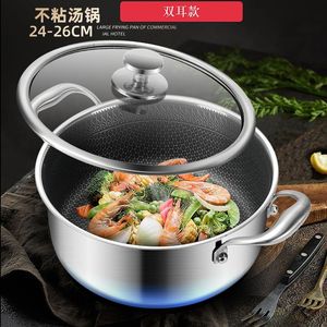 Olla para sopa de acero inoxidable de 1 litro, compatible con inducción, con tapa y doble asa para cocinar en el hogar - Product Image 3