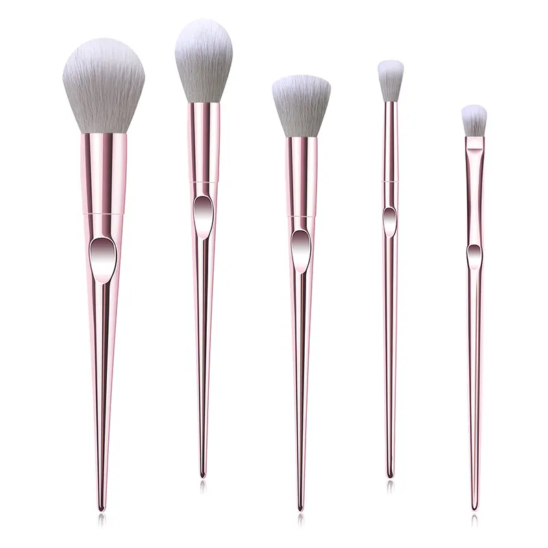 5 pcs synthetic pink plastic handle makeup brushes/beauty needs makeup brush set/makeup promotion brush