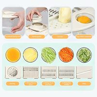 Ensemble de 6 pièces : Trancheuse manuelle à légumes, Bol essoreur à salade, Lames en acier inoxydable, Contenant ABS PET pour la préparation des repas en cuisine