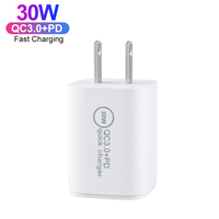Chargeur rapide mini PD 30W avec prise US EU, chargeur USB Type C QC3.0, deux ports, adaptateur de voyage portable pour téléphone portable, certifié CE FCC