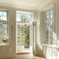 Aluminium-Französische Türen Außentüren für Häuser Schall- und Wärmedämmung Gitterdesign Eingangstüren Villa Innenhof
