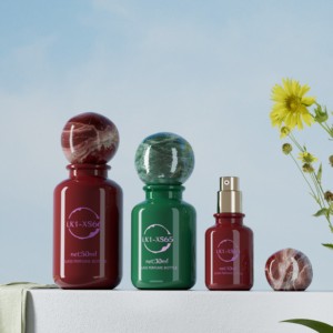 Nouveau populaire cosmétique de luxe 10ml 30ml 50ml <span class=keywords><strong>100ml</strong></span> rond en verre transparent bouteille de <span class=keywords><strong>parfum</strong></span> haut de gamme personnalisé avec pompe de pulvérisation couvercle sphérique - Product Image 6
