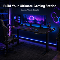 Mesa de Juego Eléctrica Moderna Personalizable para Sala de Juegos u Oficina en Casa, Escritorio de Juego Inteligente con Altura Ajustable y Ecológico, 2 Patas