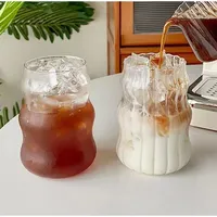 Tasse en verre transparent de 500 ml, gobelet exquis résistant à la chaleur, pour thé, jus, lait, café, verres à eau, tasse à rayures, vaisselle
