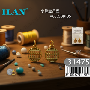 Ciondolo Abacus Ilan 2 pezzi, charm color oro per la creazione di gioielli e accessori - Product Image 3