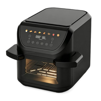 Friteuse à air compacte et populaire, 10L, avec fenêtre et circulation d'air chaud à 360°, sans huile, pour la famille, avec menus, pour poulet, numérique, pour usage domestique
