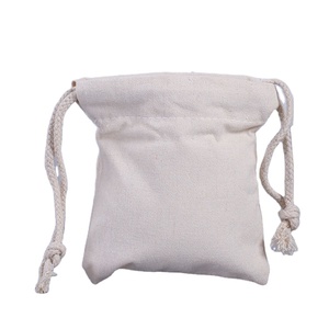 Bulk Customized Colors Eco Friendly Reusable Rope Closure <b>Canvas</b> <b>Bags</b> <b>Small</b> Blue for Pure Cotton Unbleached Gift Storage - Product Image 1