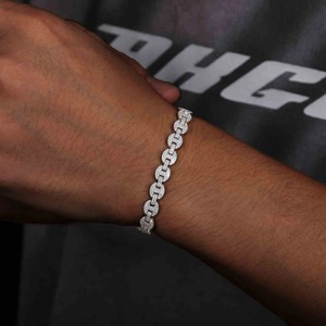 Dernier design de bijoux hip-hop de luxe, bracelet chaîne cubaine en argent 10 carats avec diamants Moissanite Miami - Product Image 1