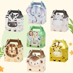 Jungle Animal papier boîte à bonbons fête d'<span class=keywords><strong>anniversaire</strong></span> décoration cadeau emballage boîte sauvage un bébé douche cadeau boîte pour enfants <span class=keywords><strong>anniversaire</strong></span> - Product Image 2