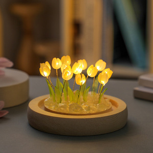 Diy hecho a mano tulipán lámpara de mesa de <span class=keywords><strong>cristal</strong></span> luz de noche personalización bola de <span class=keywords><strong>cristal</strong></span> flor tulipanes Led luz de noche - Product Image 4