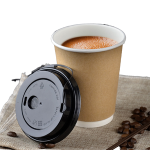 Custom Logo Craft <strong>Paper</strong> Disposable Double Wall <strong>Cups</strong> with Lid Cover for Hot Coffee Tea &amp; Wine-Biodegradable - Product Image 4