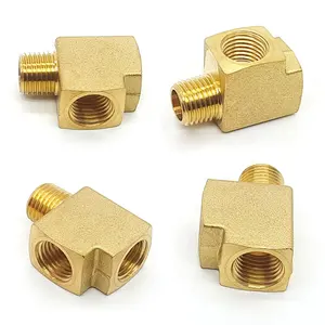 1/4" NPT Female Male Metal Brass Fitting Barstock Male Branch Tee T Adapter