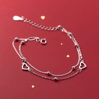 Bracelet double couche en argent sterling S925 pour femme, design de niche, élégant, léger, de luxe, avec perles rondes