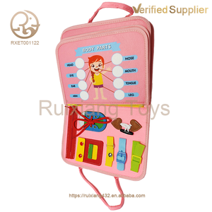 Stem Cognition Livre d'activités et de développement sensoriel personnalisé Sirène Rose pour tout-petits, idéal pour les voyages et les moments de jeu, avec un adorable sac à main, cadeau d'anniversaire - Product Image 2