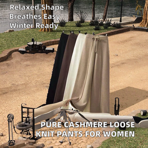 Pantalons décontractés d'hiver pour femmes en gros, coupe droite ample, en tissu polaire respirant avec taille élastique en spandex/polyester - Product Image 2