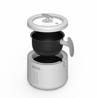 Olla Arrocera Eléctrica HY Roja de 600W con Revestimiento Antiadherente Negro, Olla Interior Pequeña de 1.6L de Capacidad, 6L con Vaporera de Plástico, Enchufe Europeo