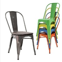 Chaise de salle à manger en métal moderne, chaise en acier industriel, robuste, empilable, pour café, Vintage, en métal, bon marché