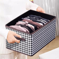 Faltbare Houndstooth-Aufbewahrungsbox mit Stofflagen für Hosen, Kleiderschrank, Kleidung, PET-Kunststoff, faltbarer Aufbewahrungsrahmen, direkt ab Werk