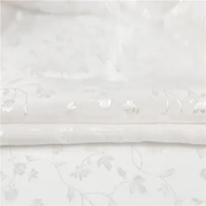 Wholesale glossy floral jacquard 100% pure silk fabric bride wedding dress fabric