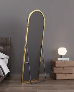 Home Decor Arched Metal Inset Vintage Style Big Long Body Black Kids Bedroom Standing Full Length Wall Hollywood Mirror