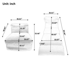 Modern Square Fabric <b>Sofa</b> Armless Single Seat Modular Convertible Durable Upholstered Cushion Back Foldable for Living - Product Image 6