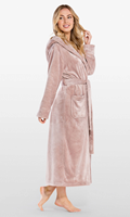 Peignoir en polaire à capuche personnalisé pour femme - Luxe, doux, manches longues, longueur genou, fermeture à cordon, séchage rapide, élégant